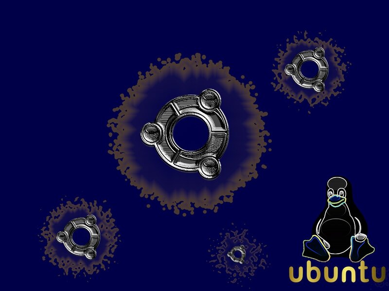 Ubuntu Logo and Penguin — Blue