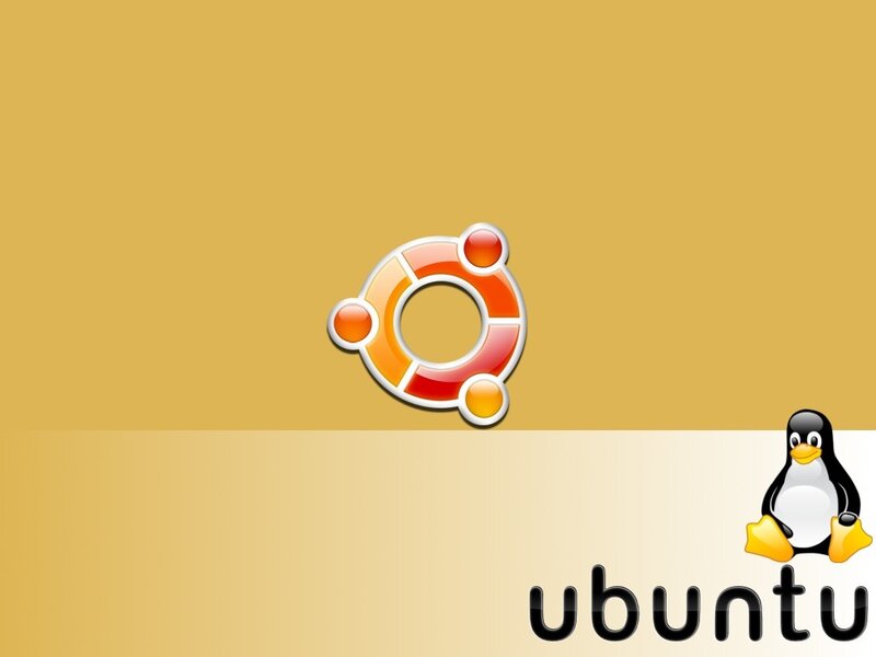 Ubuntu Logo and Penguin — Yellow
