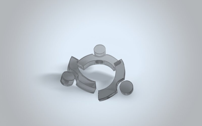 Ubuntu Logo — Gray, Neutral, 3d Render