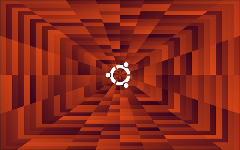 Ubuntu logo in geometric tunnel