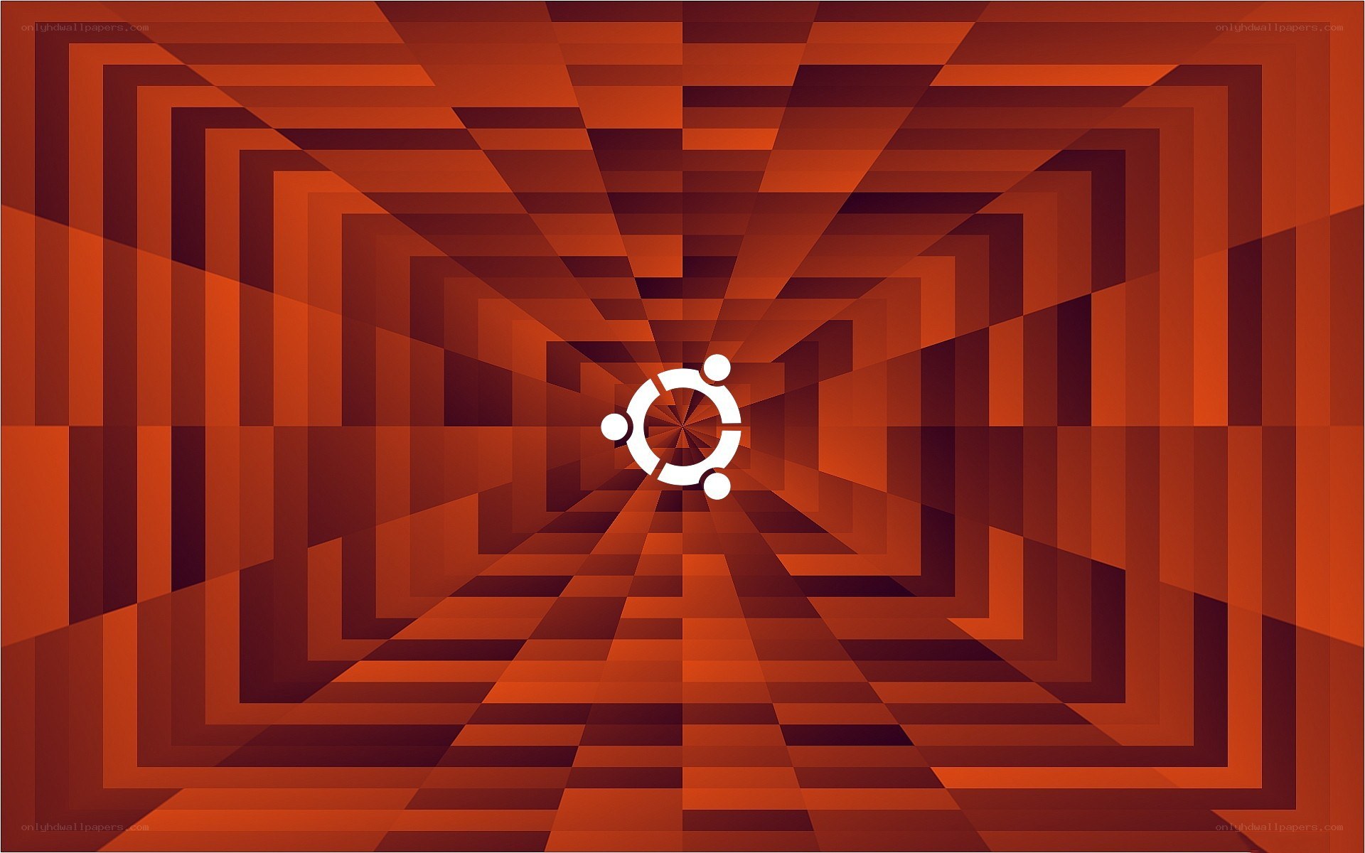 Ubuntu logo in geometric tunnel