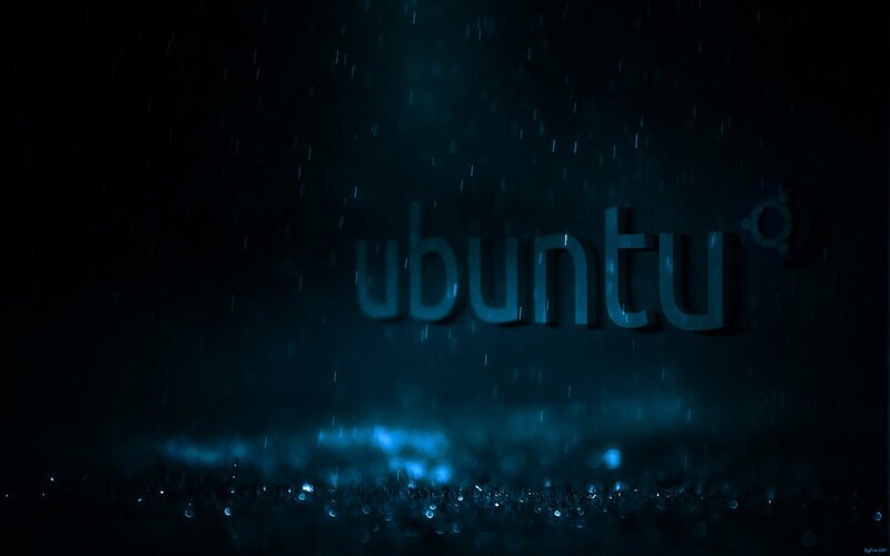Ubuntu logo in rain