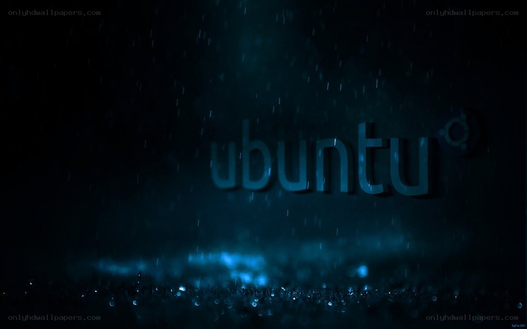 Ubuntu logo in rain