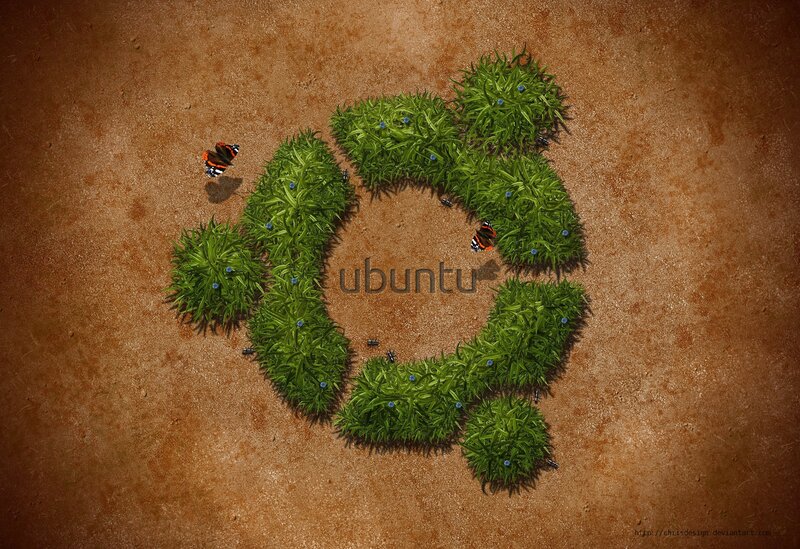 Ubuntu Logo Made of Grass