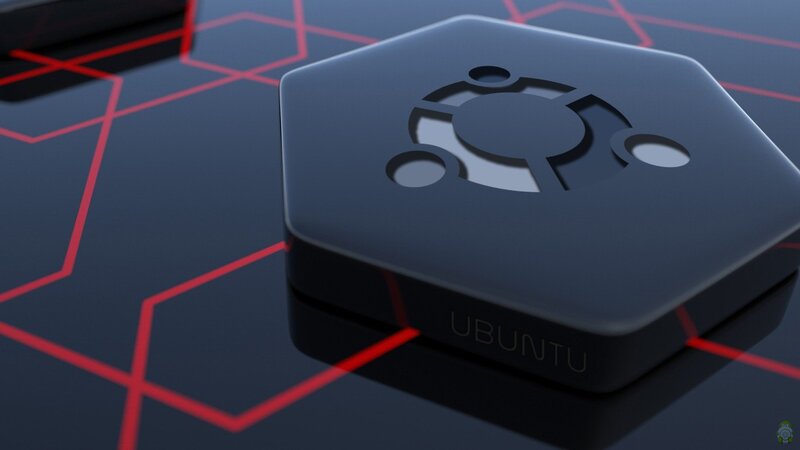 Ubuntu logo on a tech background