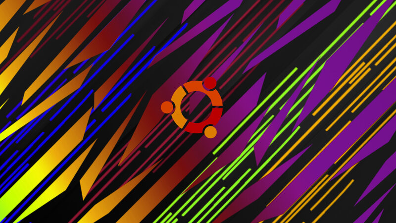 Ubuntu Logo on Abstract Background — Black, Dynamic
