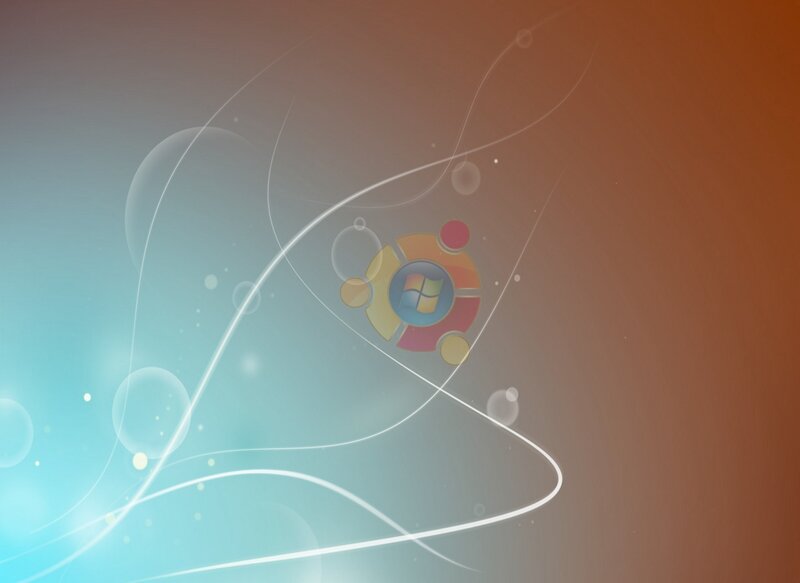 Ubuntu Logo on Abstract Background — Blue, Calm, Digital Art