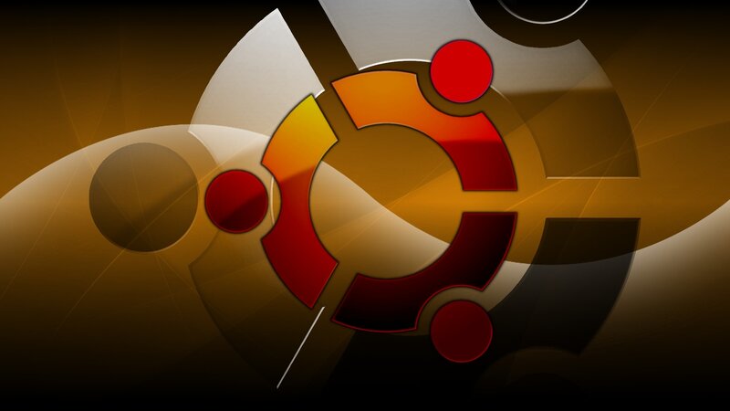 Ubuntu Logo on Abstract Background — Brown, Modern