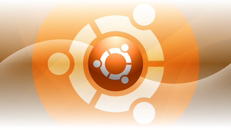 Ubuntu Logo on Abstract Background — Orange, Calm