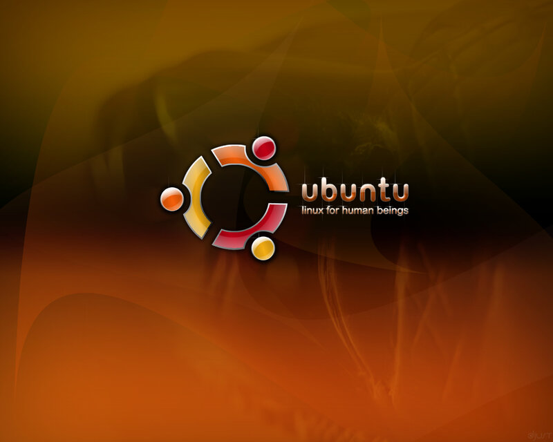 Ubuntu Logo on Background — Orange, Abstract