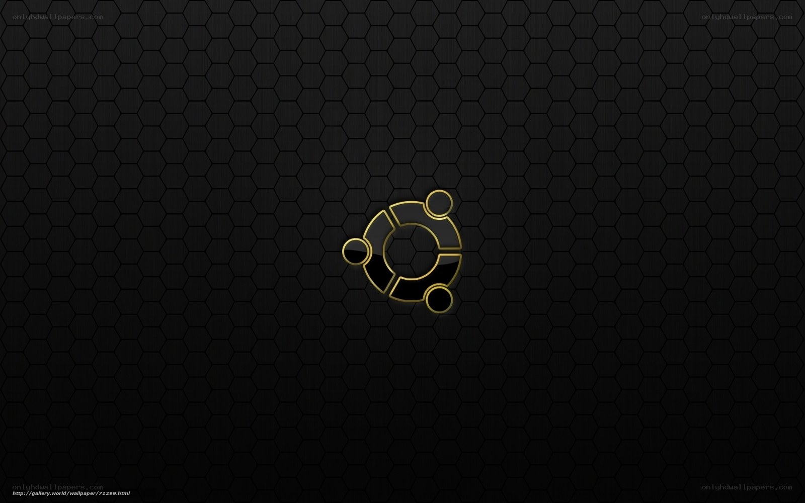 Ubuntu logo on black hex pattern