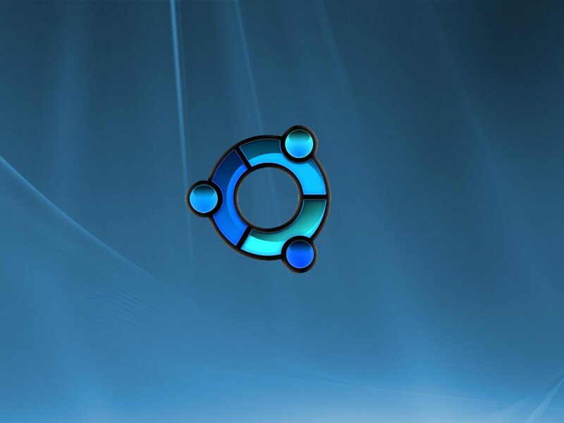 Ubuntu Logo on Blue Background — Calm, Digital Art, Cyan