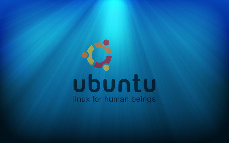 Ubuntu Logo on Blue — Serene, Digital Art, Text