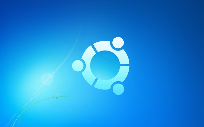 Ubuntu Logo on Blue — Serene, Digital Art