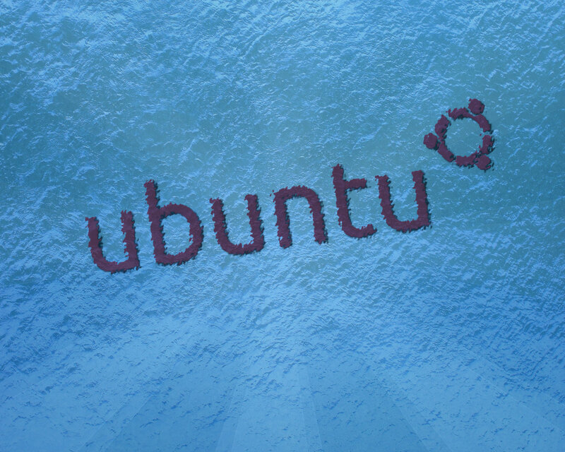 Ubuntu logo on blue texture