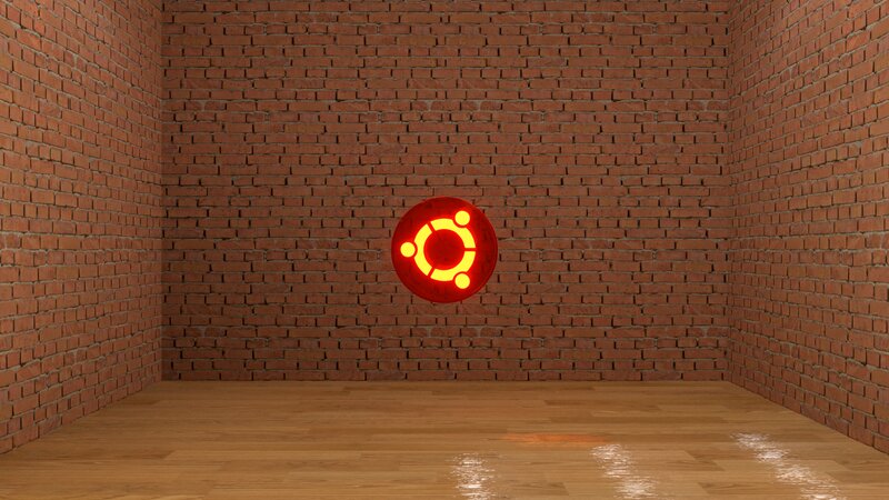 Ubuntu Logo on Brick Wall
