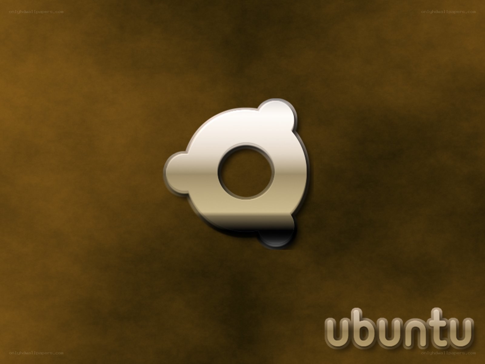 Ubuntu logo on brown background