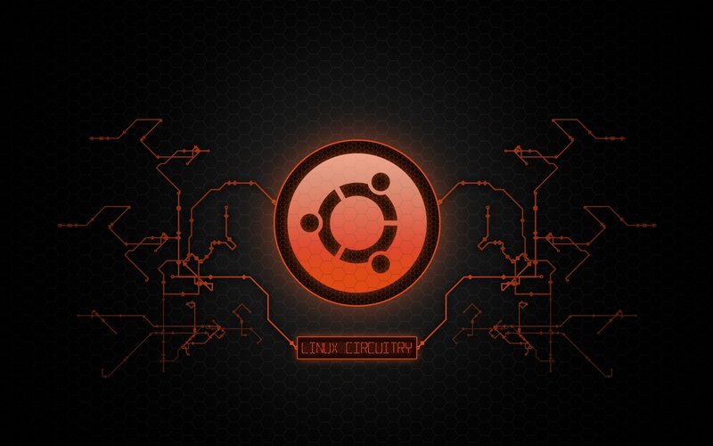 Ubuntu Logo on Circuitry