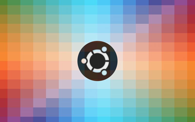 Ubuntu logo on colorful grid