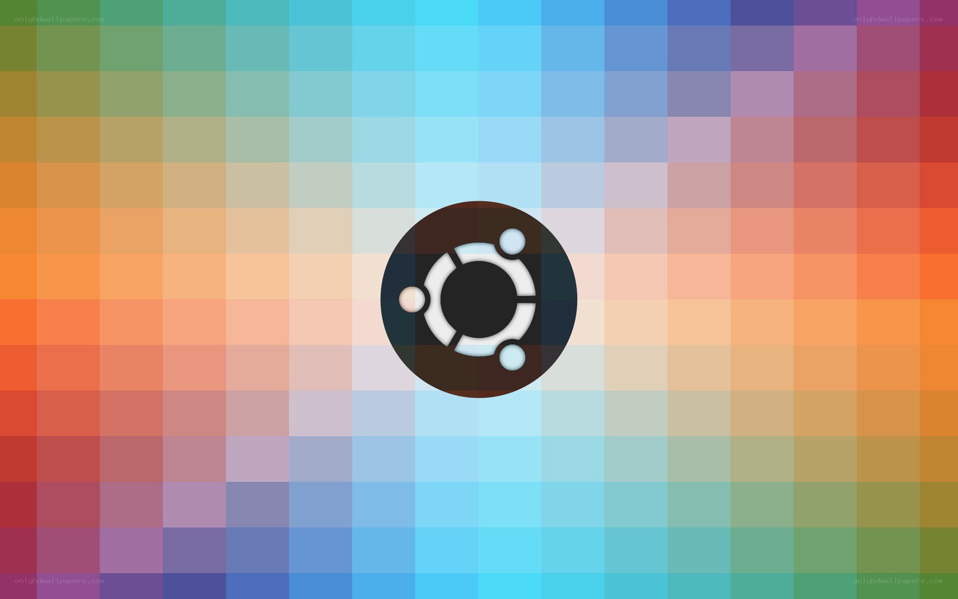 Ubuntu logo on colorful grid