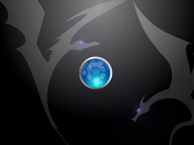 Ubuntu Logo on Dark Background — Black, Dramatic, Digital Art, Blue Circle