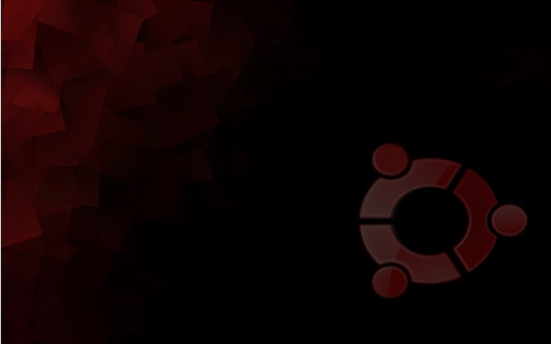 Ubuntu Logo on Dark Background — Black, Minimalist, Digital Art, Dark Red Shapes