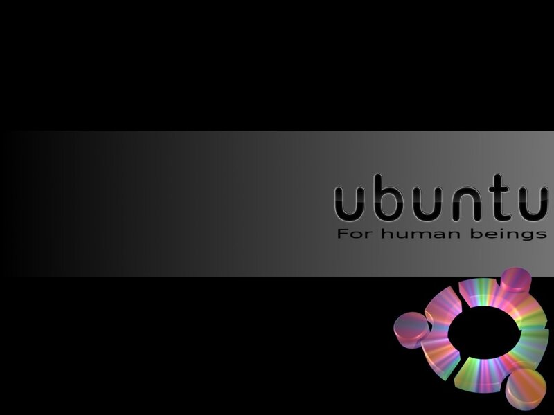Ubuntu Logo on Dark Background — Black, Minimalist, Digital Art, Text, Gray, Rainbow
