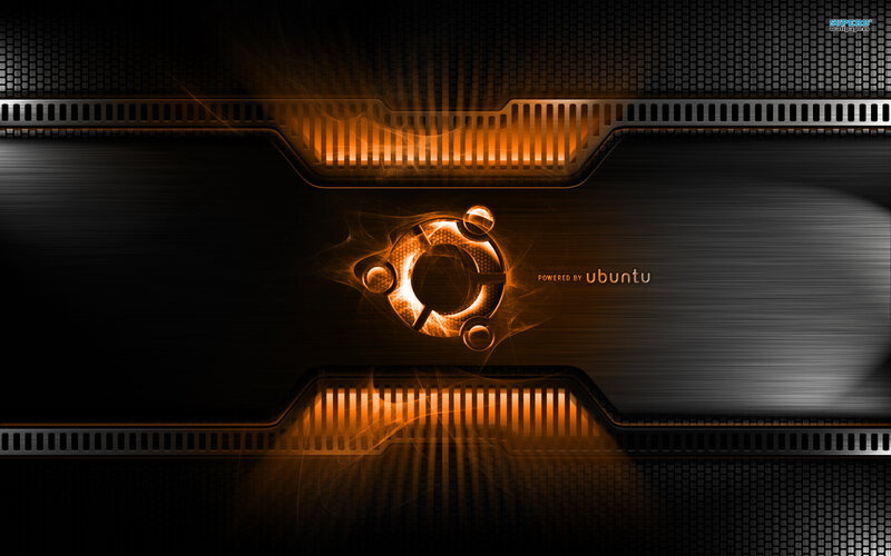 Ubuntu Logo on Dark Background — Black, Technological