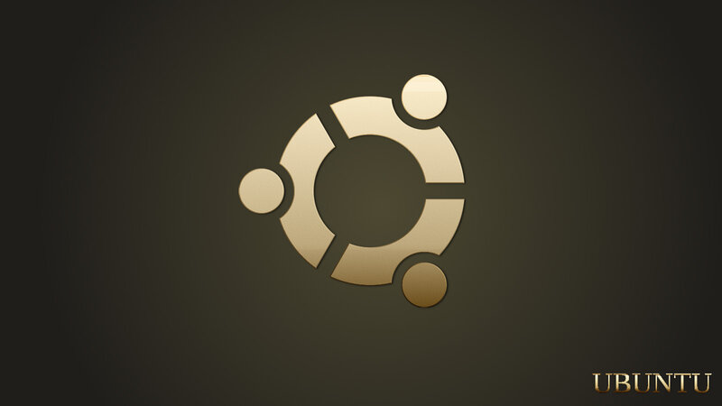Ubuntu Logo on Dark Background — Gold