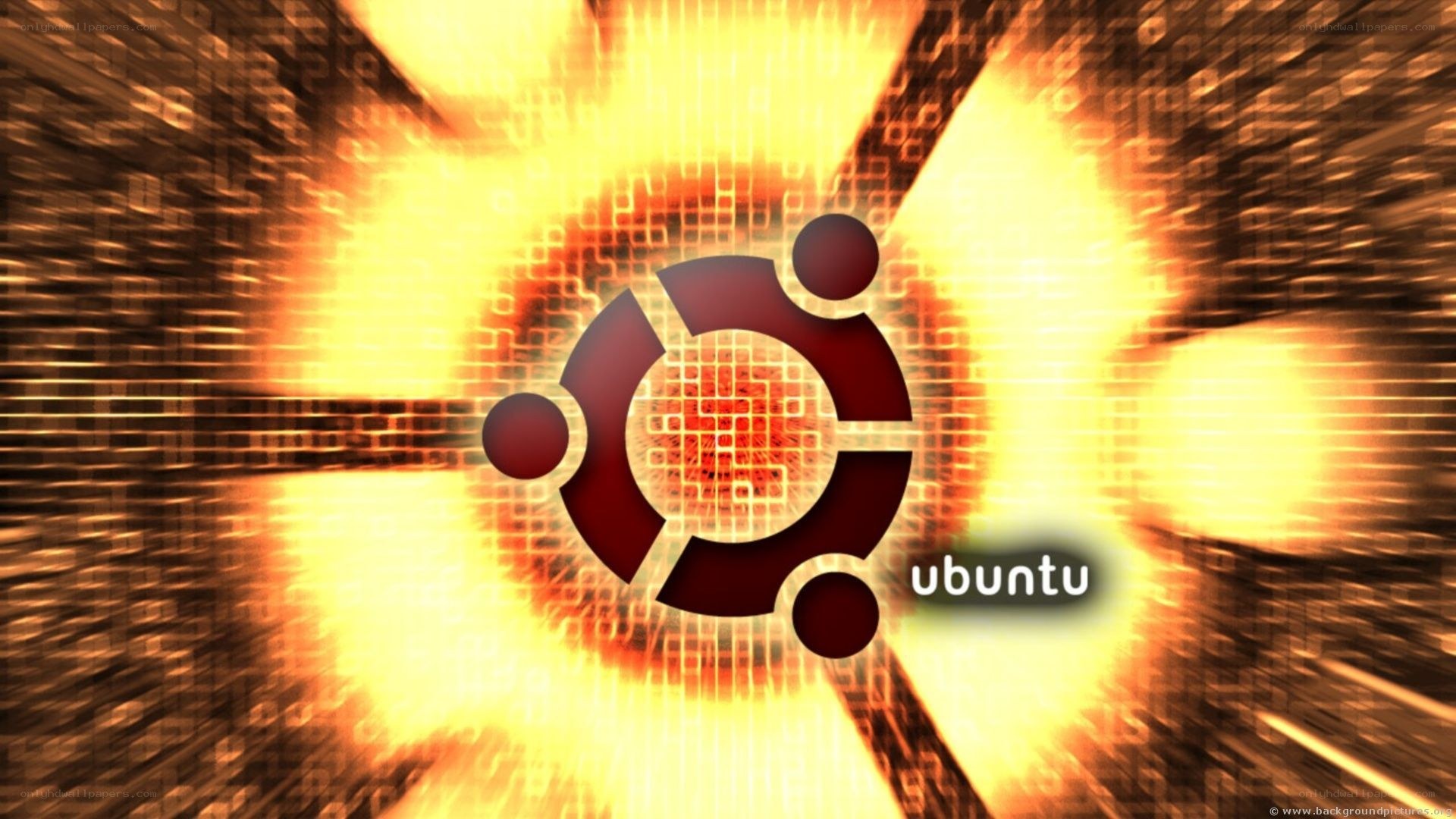 Ubuntu logo on digital background