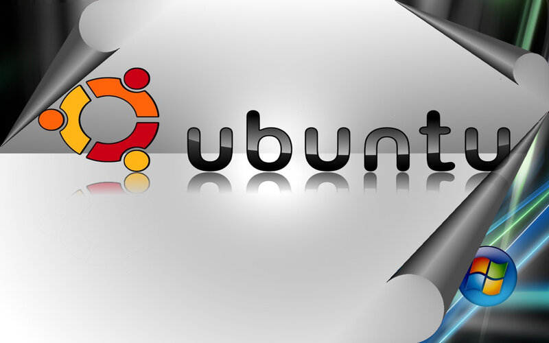 Ubuntu logo on digital background