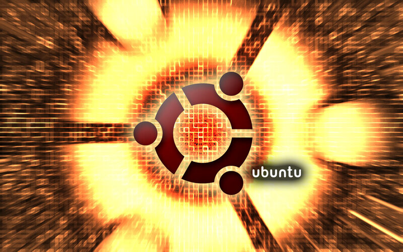 Ubuntu Logo on Digital Background — Orange