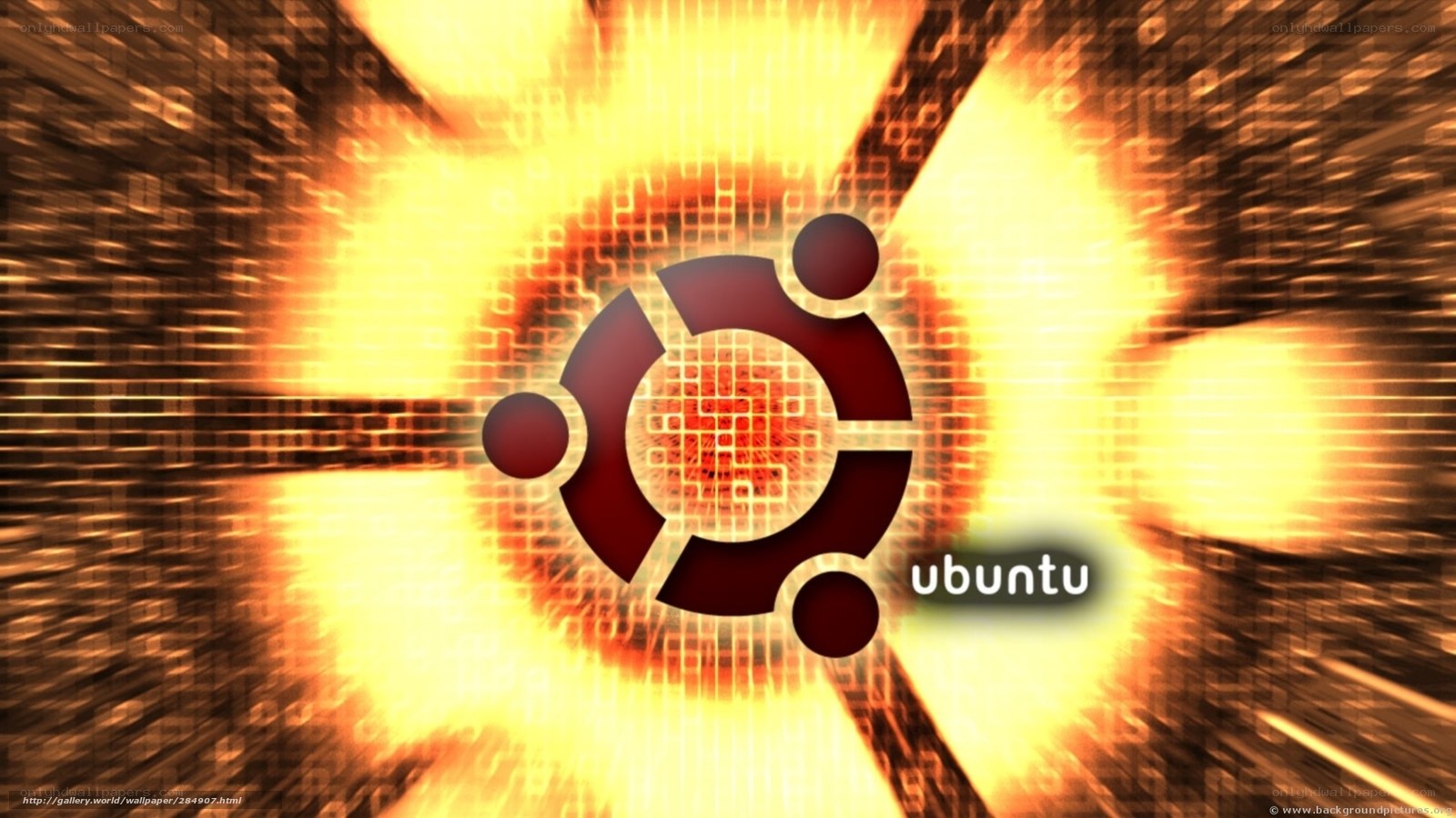 Ubuntu logo on digital background
