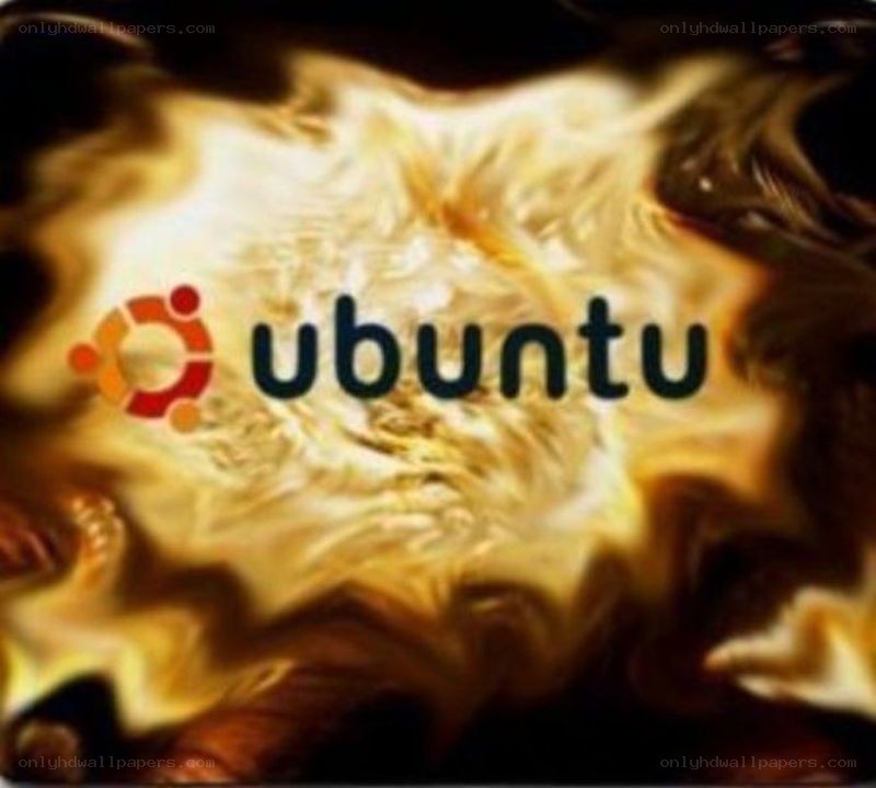 Ubuntu logo on fiery background