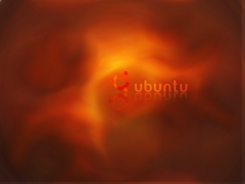 Ubuntu logo on fiery background