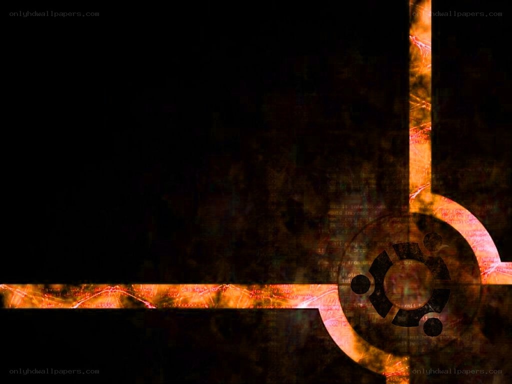 Ubuntu logo on fiery background