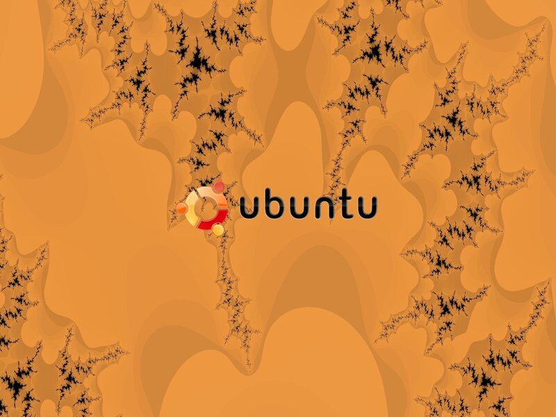 Ubuntu logo on fractal background