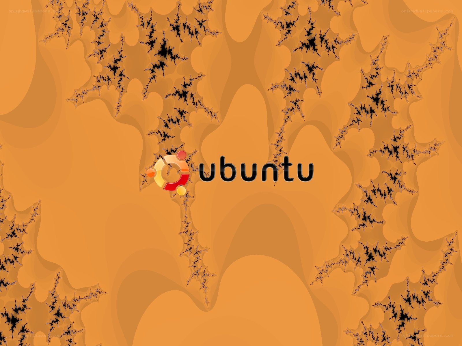 Ubuntu logo on fractal background