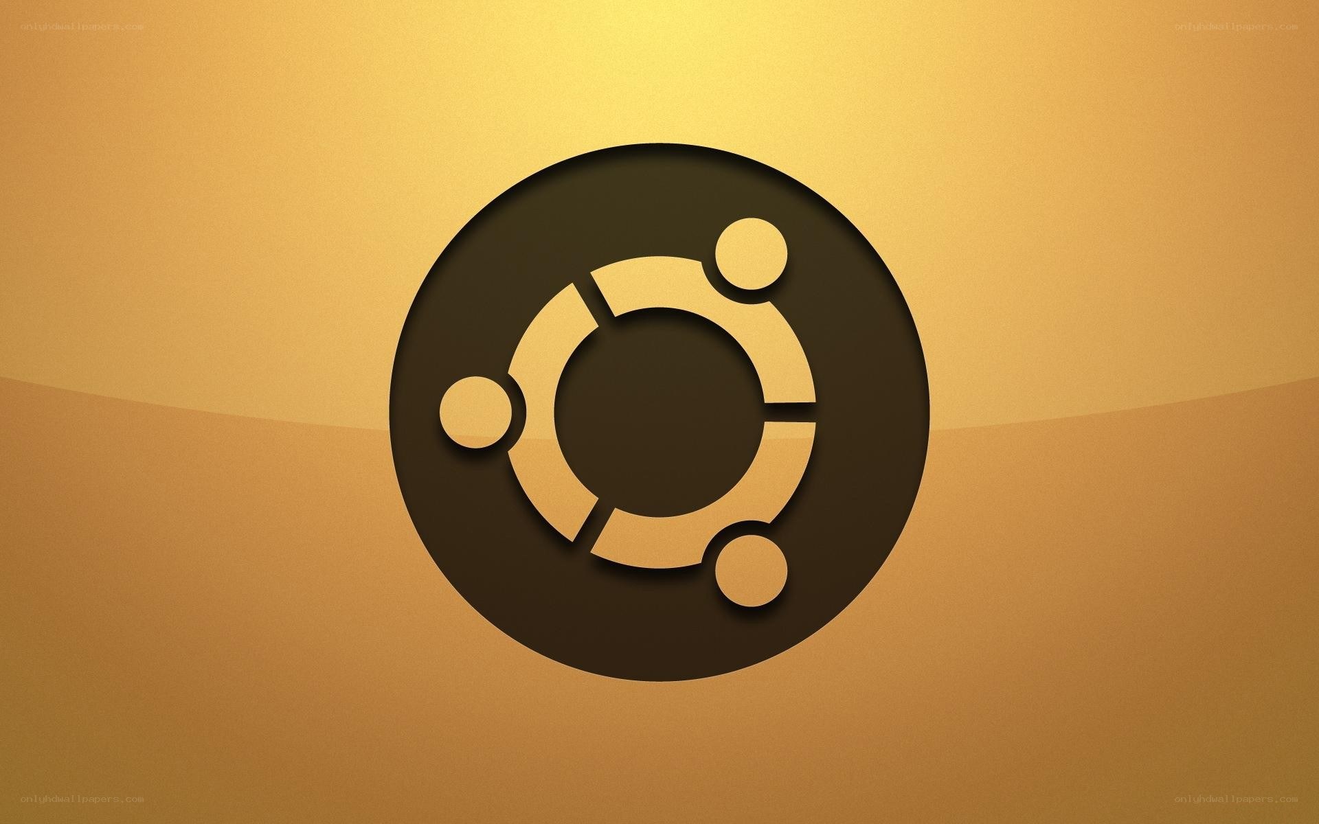 Ubuntu logo on golden background