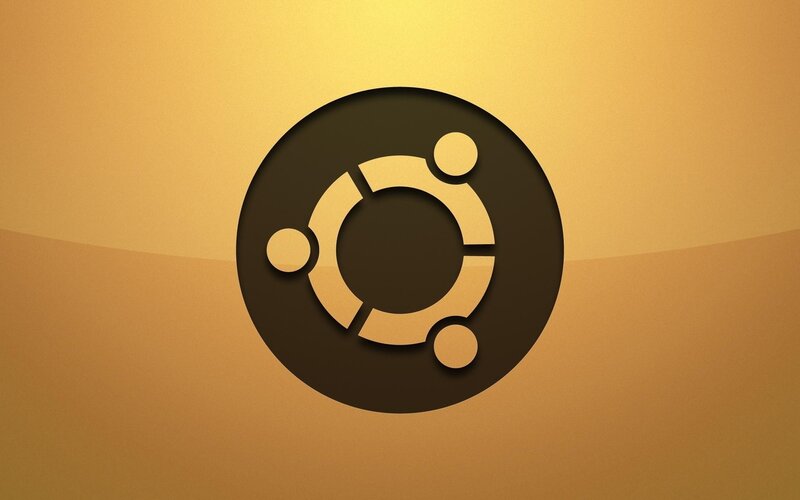 Ubuntu logo on golden background