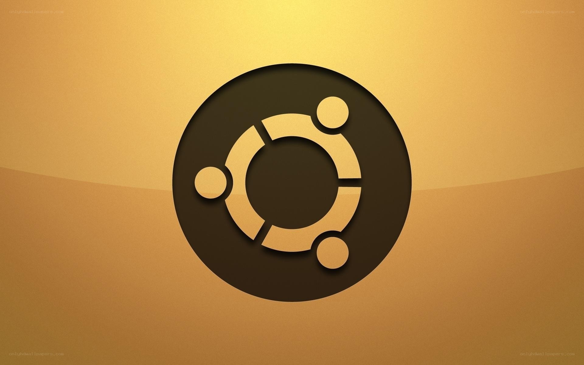 Ubuntu logo on golden background