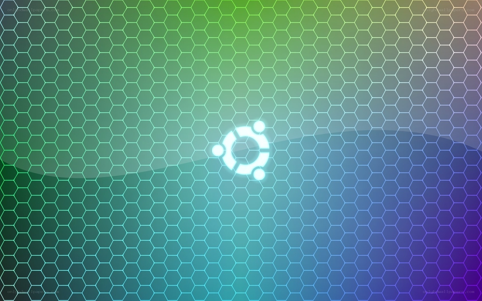 Ubuntu logo on hexagonal background