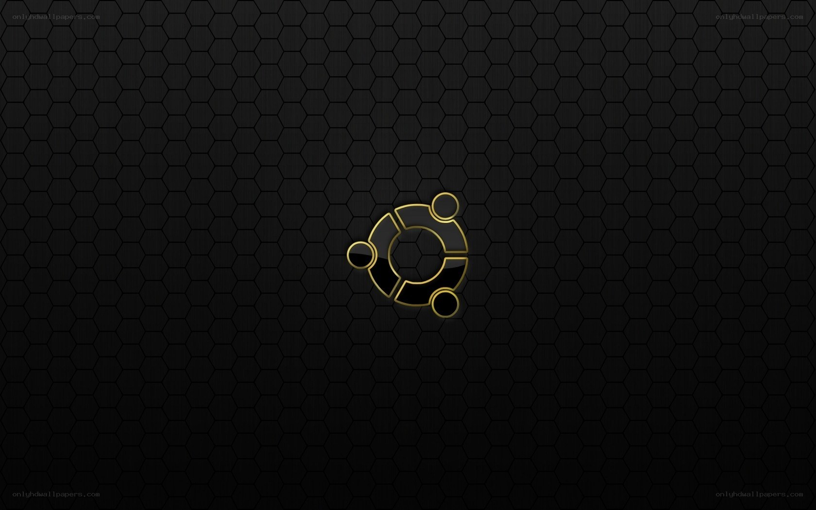 Ubuntu logo on hexagonal background