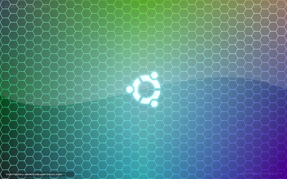 Ubuntu logo on hexagonal background