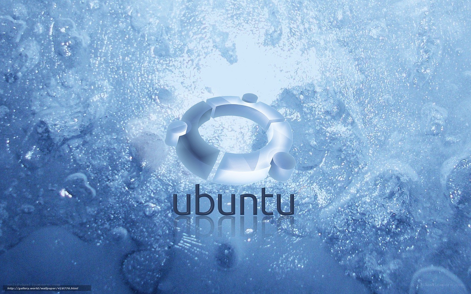 Ubuntu logo on icy background