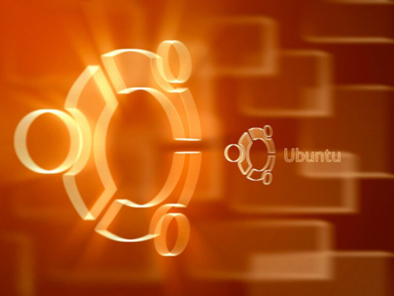 Ubuntu logo on orange background