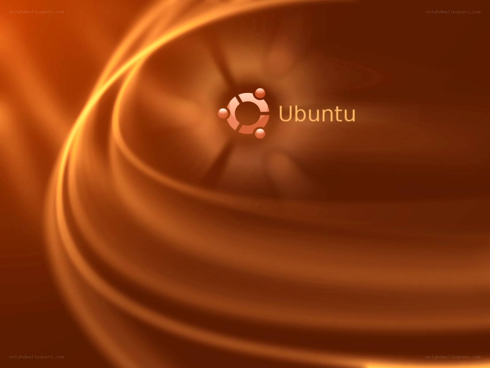 Ubuntu logo on orange swirl