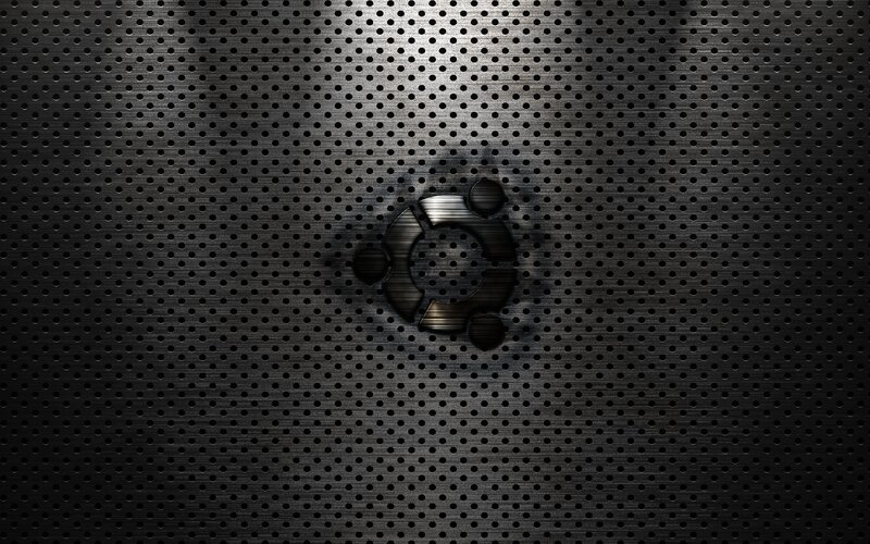 Ubuntu logo on perforated metal