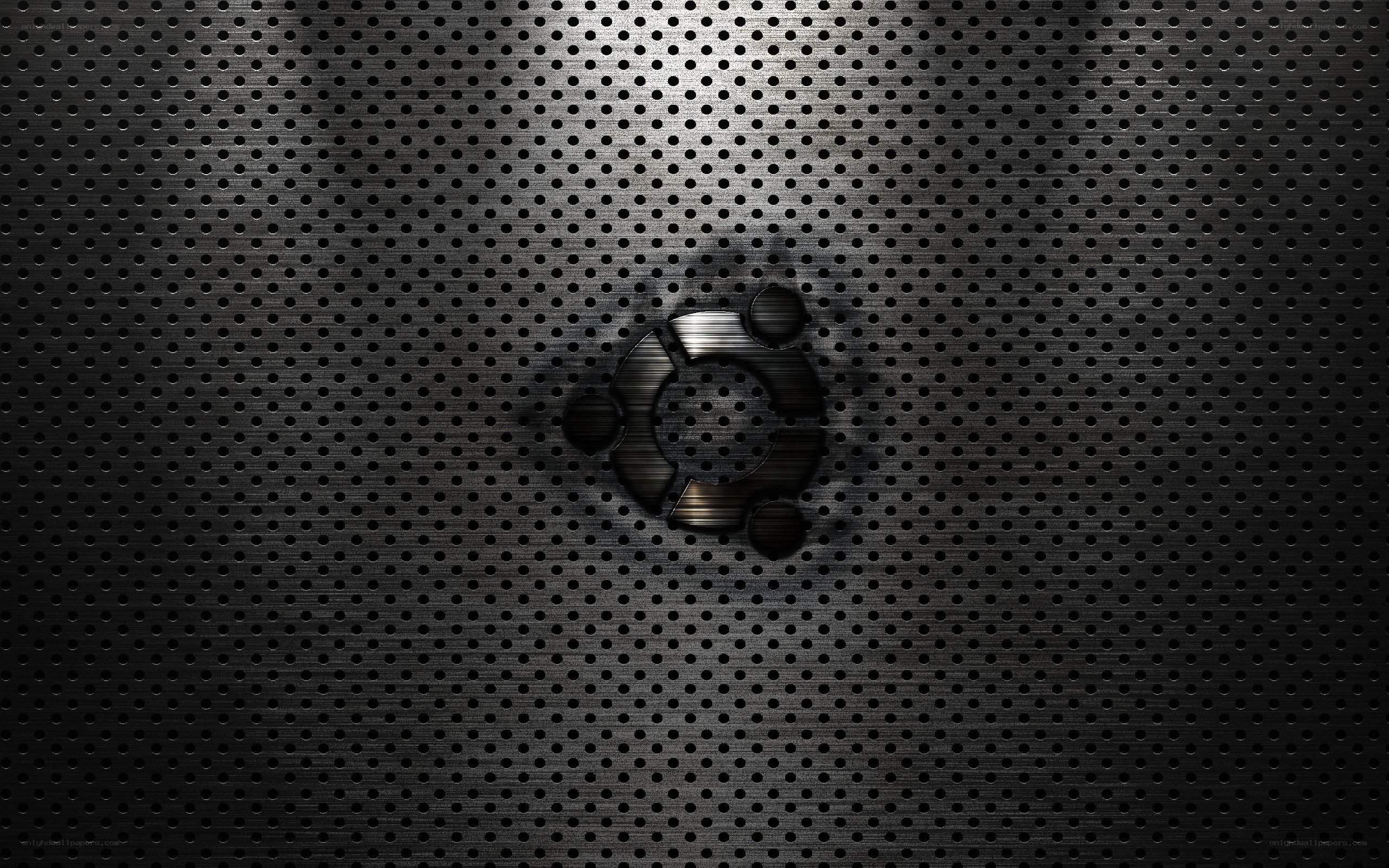 Ubuntu logo on perforated metal