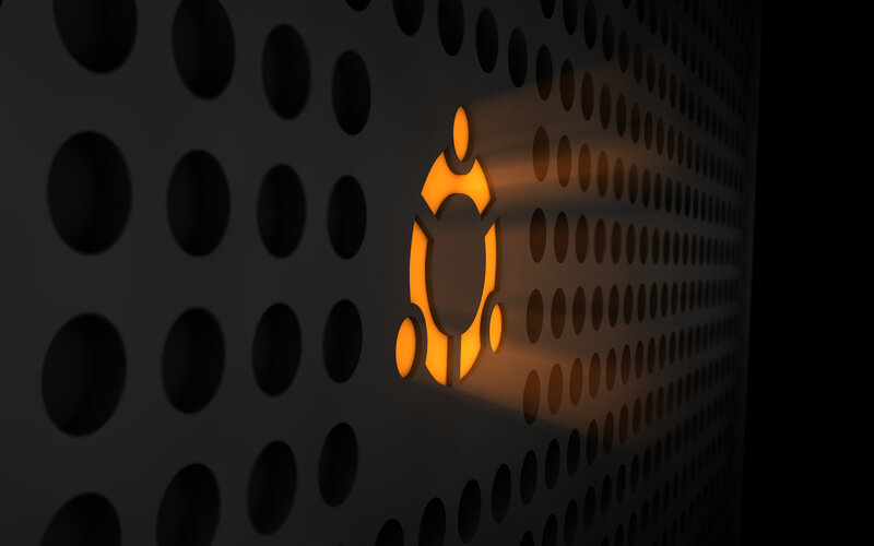 Ubuntu logo on perforated metal